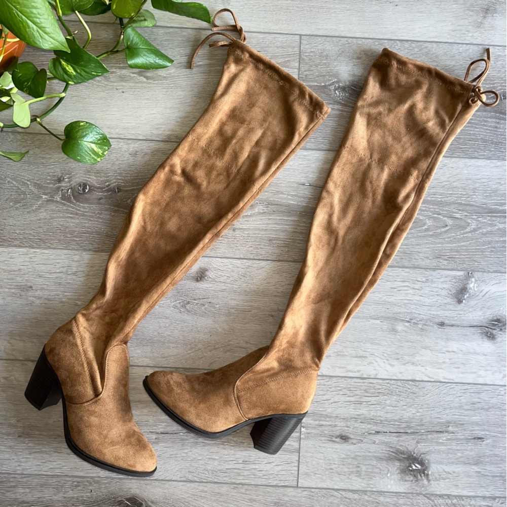 Over the Knee Boots Block heel 8 brown